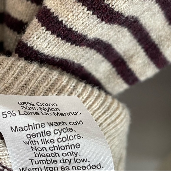 J Crew Cotton Cotton Wool Crew Neck Striped Sweater Size Small - Picture 9 of 10